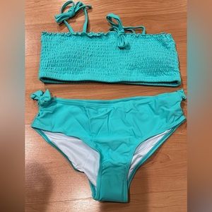 Girls 2-Piece Swimsuit Strap Lace Up Solid Beach Sport Bikini Set 14-16